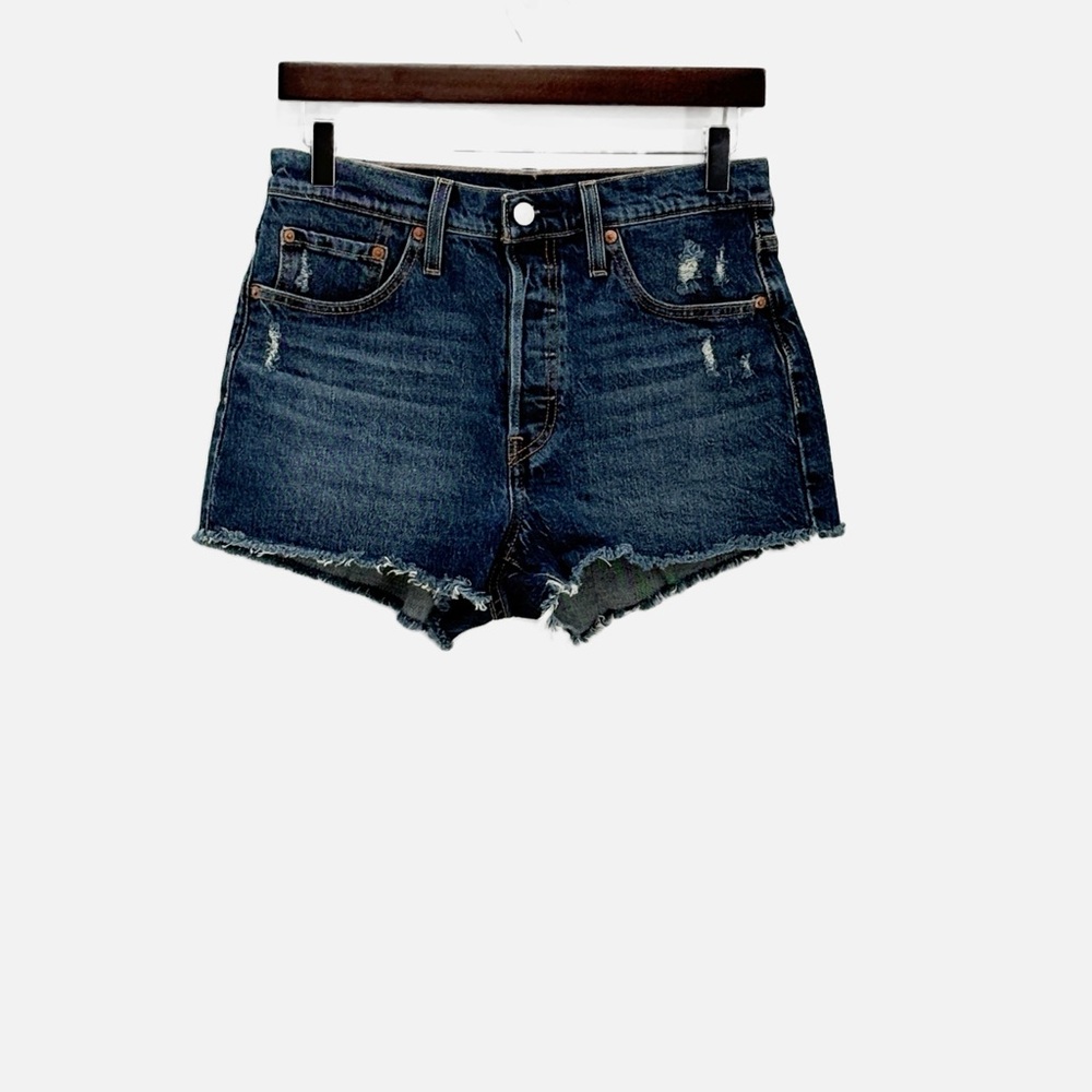 Levi's 501 Button Fly Cut Off Denim Shorts Dark Wash - NWOT - Size 28
